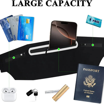 Waterproof Running Belt Bag for Men & Women – Slim Adjustable Waist Pack with Phone Holder for Jogging, Gym, Travel & Outdoor Sports
