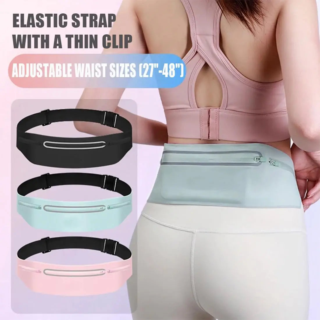Waterproof Running Belt Bag for Men & Women – Slim Adjustable Waist Pack with Phone Holder for Jogging, Gym, Travel & Outdoor Sports
