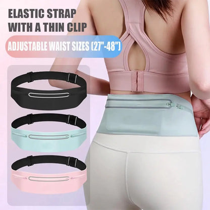 Waterproof Running Belt Bag for Men & Women – Slim Adjustable Waist Pack with Phone Holder for Jogging, Gym, Travel & Outdoor Sports