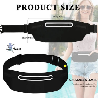 Waterproof Running Belt Bag for Men & Women – Slim Adjustable Waist Pack with Phone Holder for Jogging, Gym, Travel & Outdoor Sports